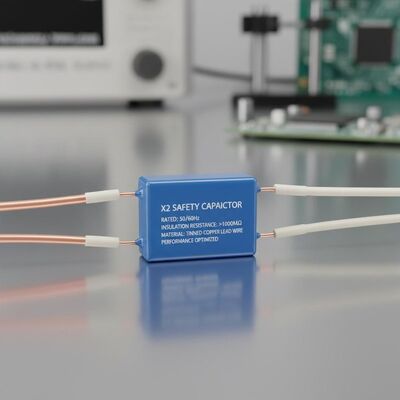 টিনযুক্ত তামার লিড ওয়্যার উপাদান X2 সেফটি ক্যাপাসিটর রেট করা ফ্রিকোয়েন্সি ৫০ ৬০Hz পারফরম্যান্সের জন্য ০.০০MΩ ইনসুলেশন রেজিস্ট্যান্স বৈশিষ্ট্যযুক্ত