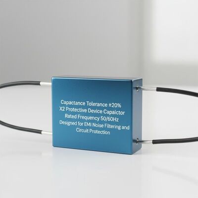 ক্যাপাসিট্যান্স সহনশীলতা ±20 শতাংশ এক্স 2 সুরক্ষা ডিভাইস ক্যাপাসিটর নামমাত্র ফ্রিকোয়েন্সি 50 60Hz ইএমআই গোলমাল ফিল্টারিং এবং সার্কিট সুরক্ষার জন্য ডিজাইন করা